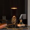 Quickway Imports 26 Decorative Metal Table Lamp with Gold Circular Stand and Black Cotton Lampshade QI004584